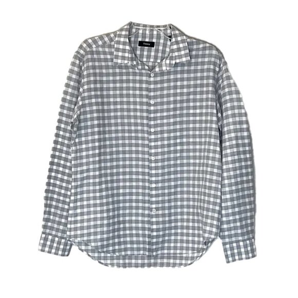 🆕 THEORY Button Up Plad Shirt Size M - Picture 1 of 5